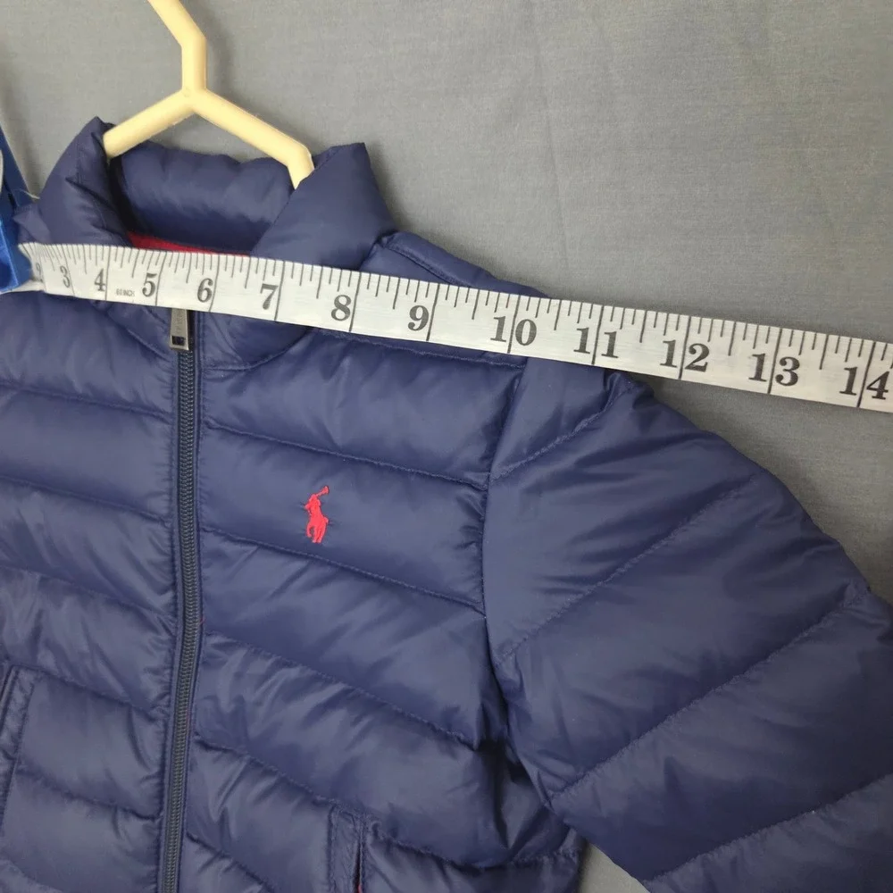Ralph Lauren Toddler Navy Blue Down Puffer Jacket Packable Red Pony Logo